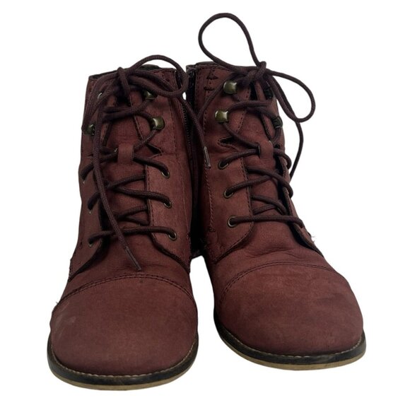 Steve Madden Robin Boots Size 8 Leather Burgundy Red Lace Up Ankle Bootie Troopa - Picture 8 of 11